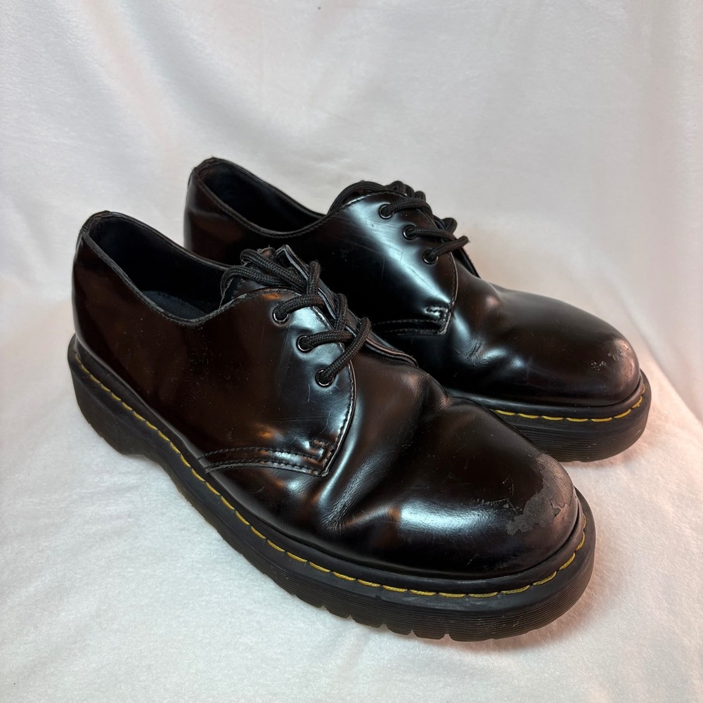 Dr. Martens 1461 Bex Black Smooth Leather Platform Oxford Shoes